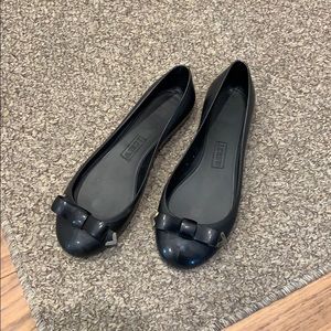 J CREW BLACK RAINY DAY BOW JELLY BALLET FLATS